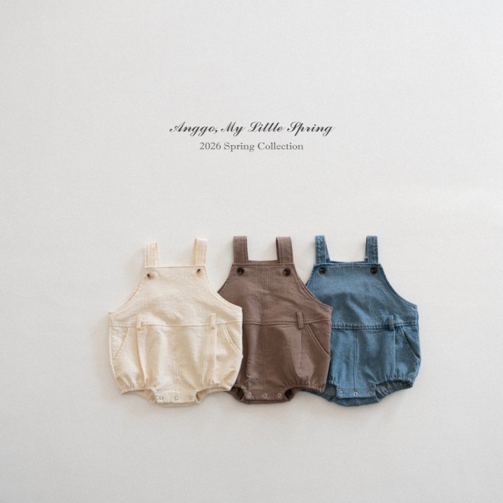 Anggo - Korean Baby Fashion - #babyboutiqueclothing - Bebe Pine Overall Romper (Denim) - 7