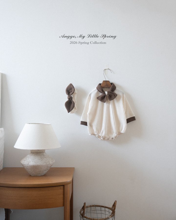 Anggo - Korean Baby Fashion - #babyfever - Bebe Cream Bun Romper - 6