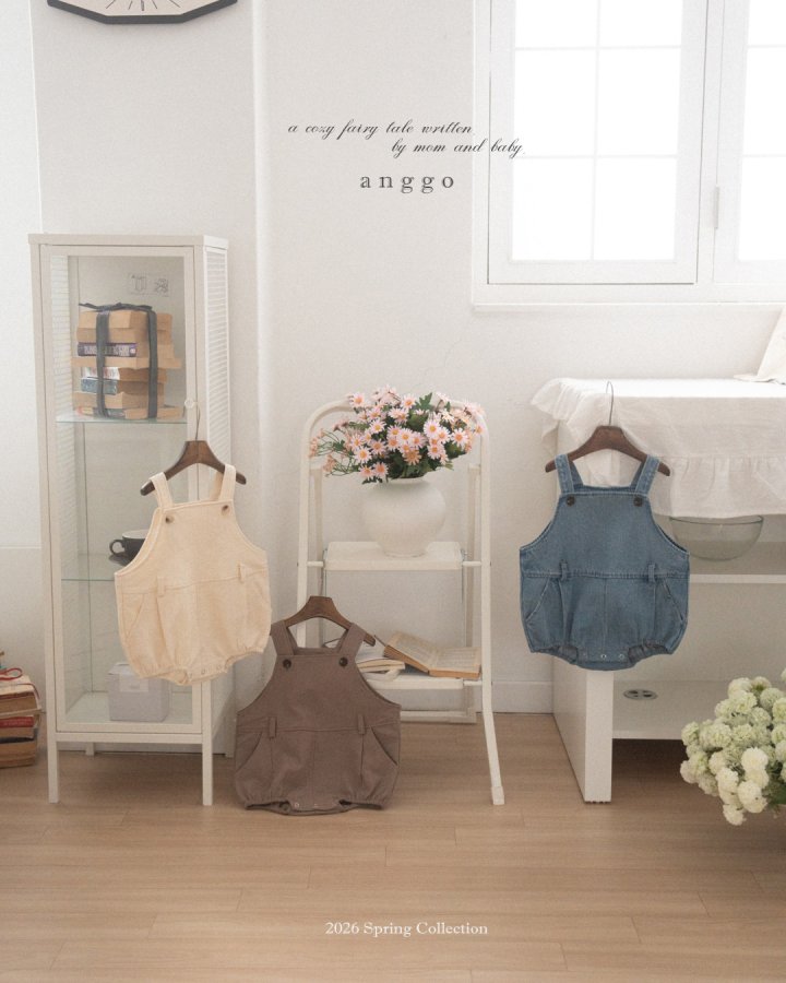 Anggo - Korean Baby Fashion - #babyoutfit - Bebe Pine Overall Romper (Denim)