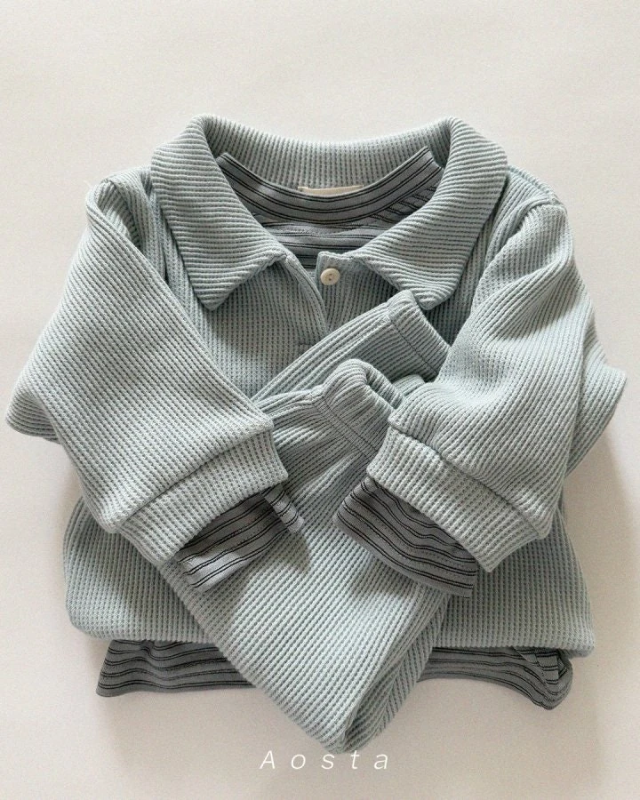 Aosta - Korean Baby Fashion - #babyfashion - Waffle Collar Tee - 3