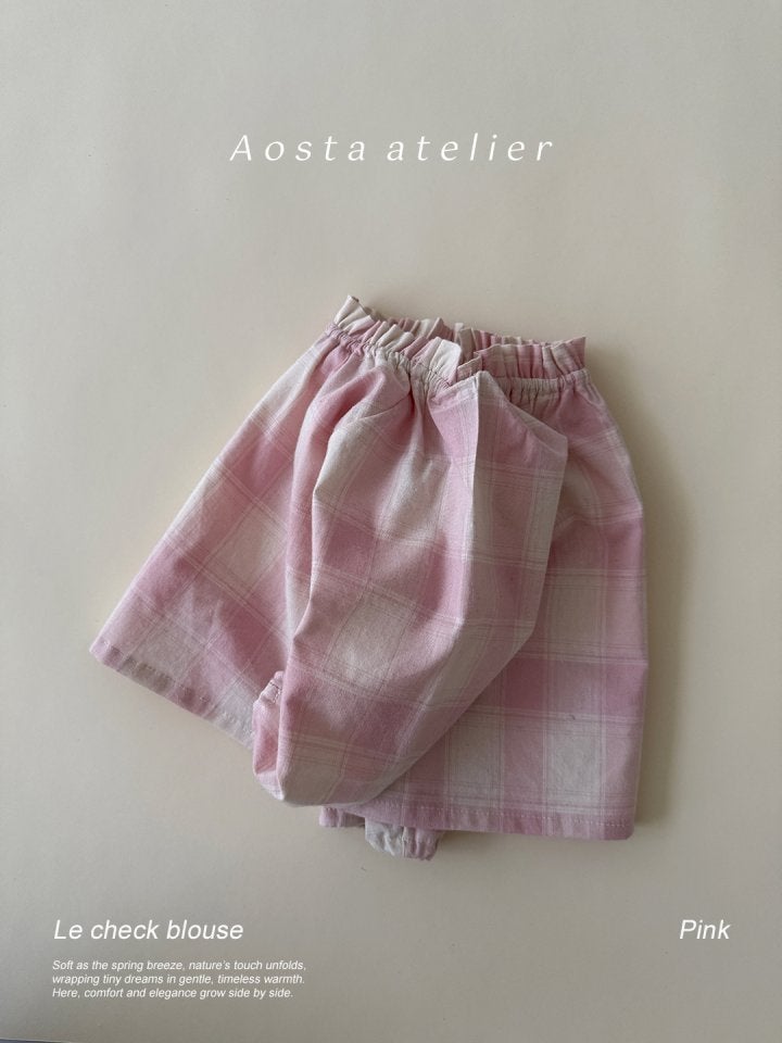 Aosta - Korean Baby Fashion - #babygirlfashion - Le Check Blouse - 2