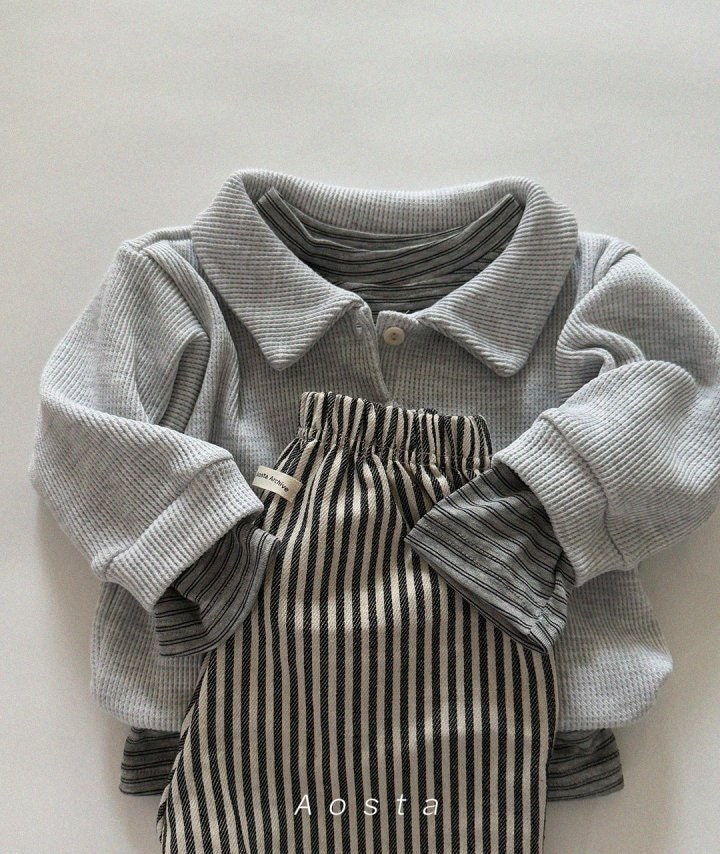 Aosta - Korean Baby Fashion - #babylifestyle - Waffle Collar Tee - 6