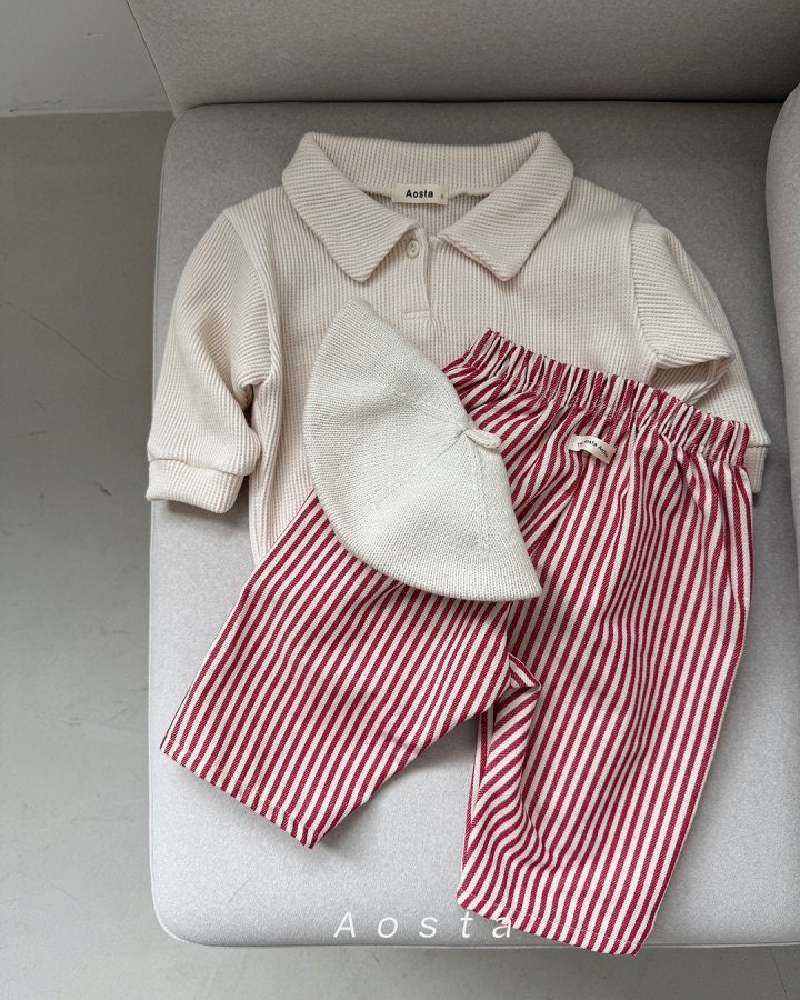 Aosta - Korean Baby Fashion - #babyoutfit - Waffle Collar Tee - 10
