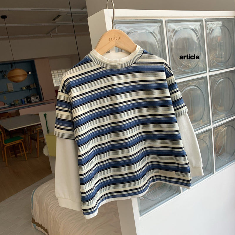 Article - Korean Children Fashion - #kidzfashiontrend - Grid Double-Layer Tee - 4
