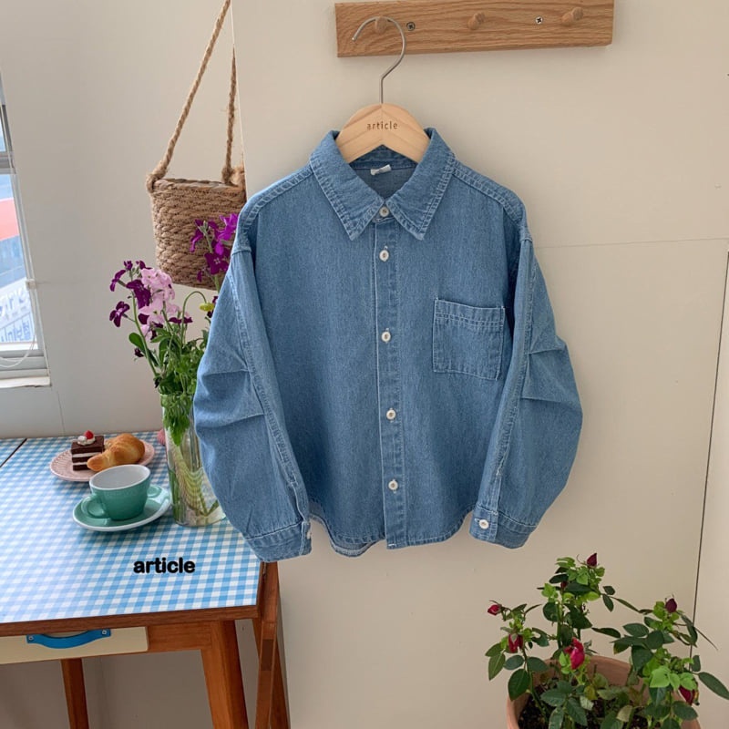 Article - Korean Children Fashion - #childofig - Pin-Tuck Sleeve Denim Shirt - 2