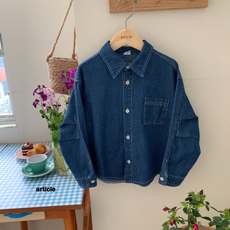 Article - Korean Children Fashion - #discoveringself - Pin-Tuck Sleeve Denim Shirt - 6