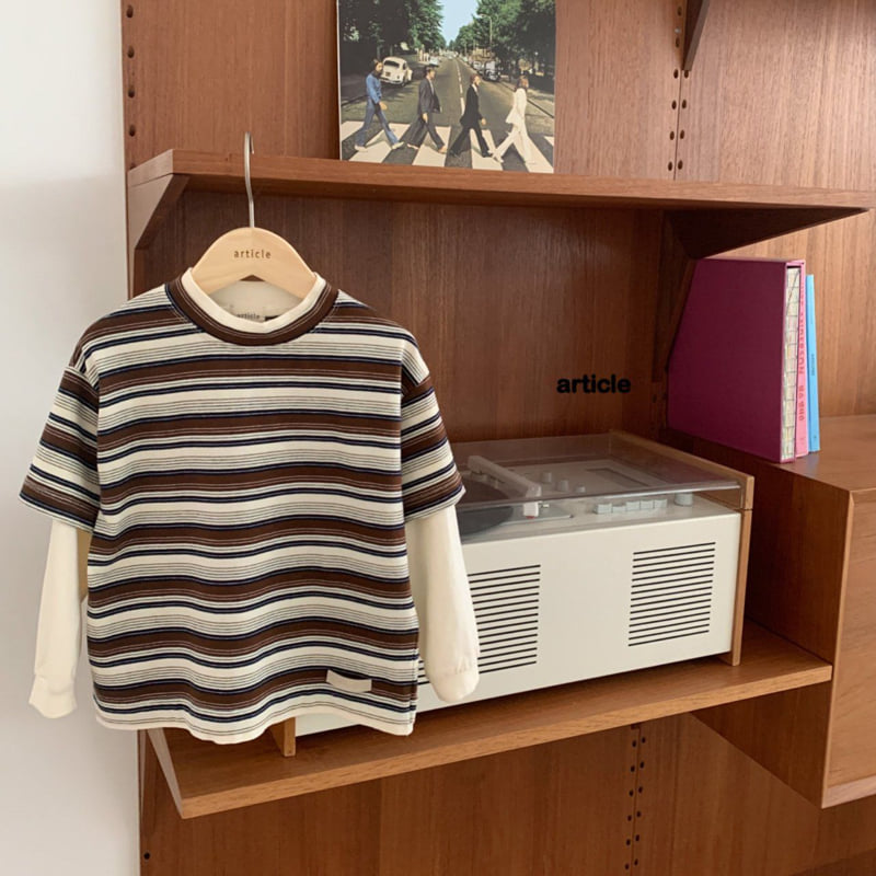 Article - Korean Children Fashion - #kidsshorts - Grid Double-Layer Tee