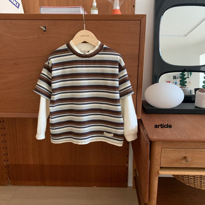 Article - Korean Children Fashion - #kidsstore - Grid Double-Layer Tee - 2