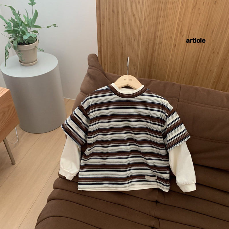 Article - Korean Children Fashion - #kidzfashiontrend - Grid Double-Layer Tee - 3