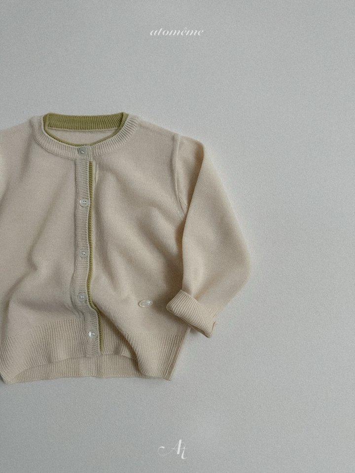 Atomeme - Korean Baby Fashion - #babygirlfashion - Color Neck Knit Cardigan - 4