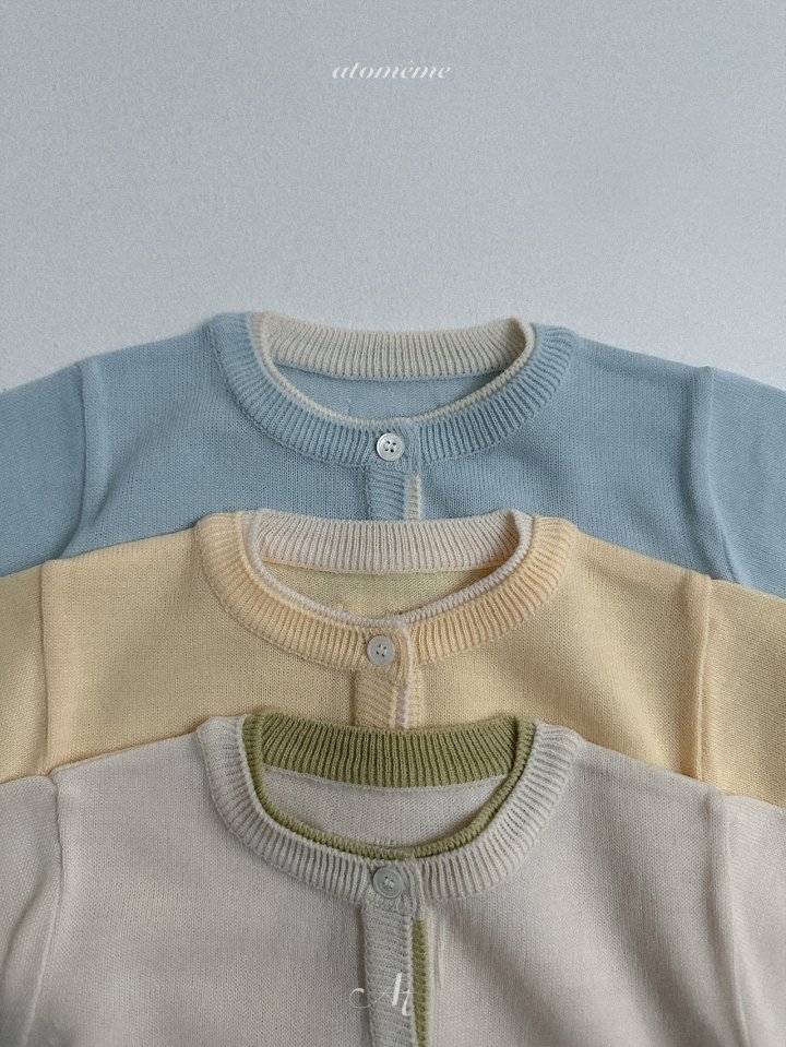 Atomeme - Korean Baby Fashion - #babyoutfit - Color Neck Knit Cardigan - 7