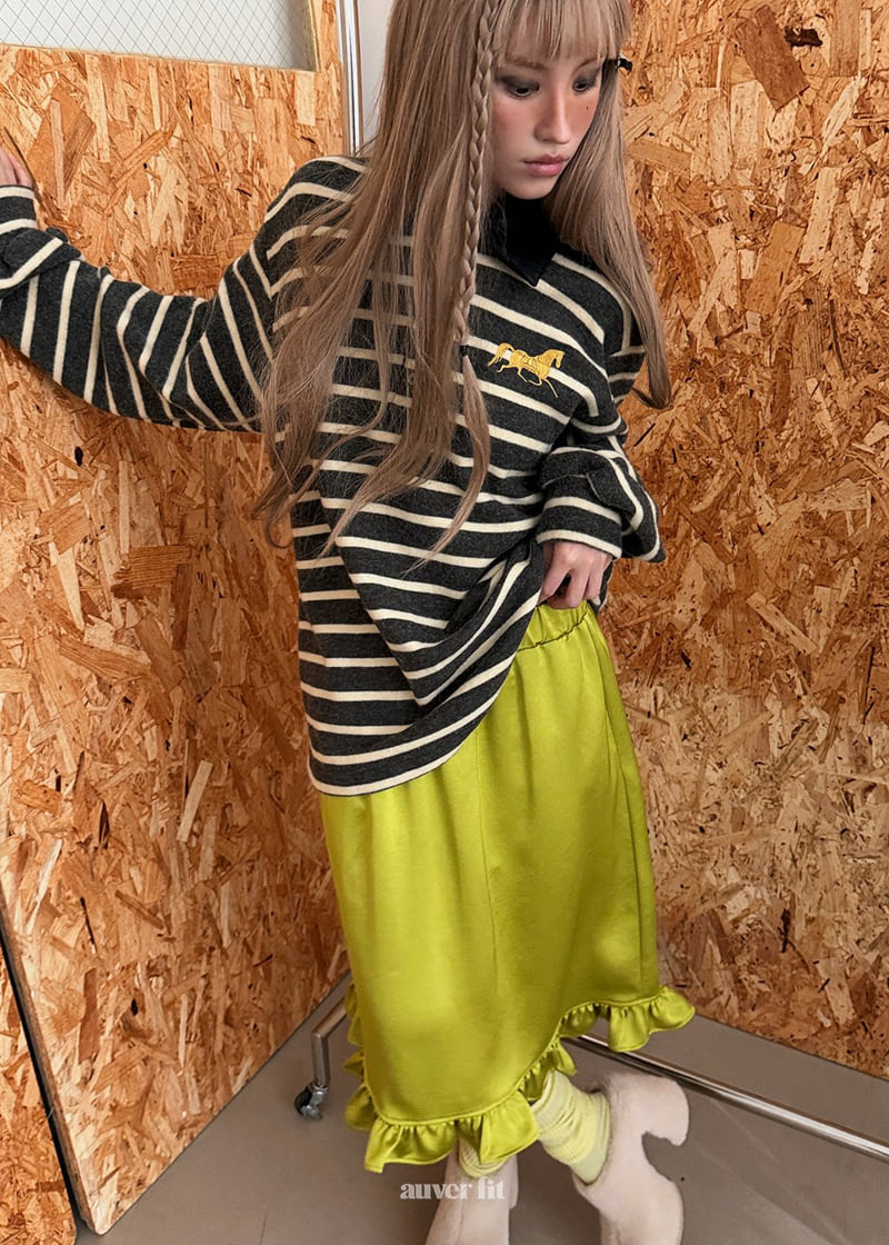 Auver_Fit - Korean Women Fashion - #momslook - Horse Stripe Collar Tee - 10