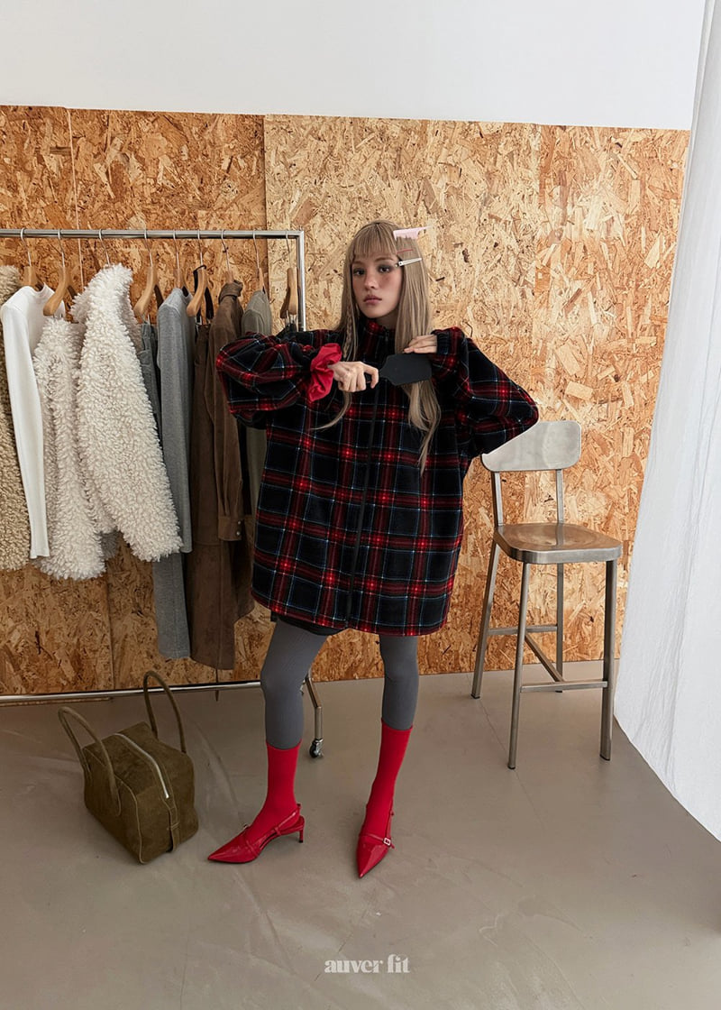 Auver_Fit - Korean Women Fashion - #momslook - Check Fleece Jumper