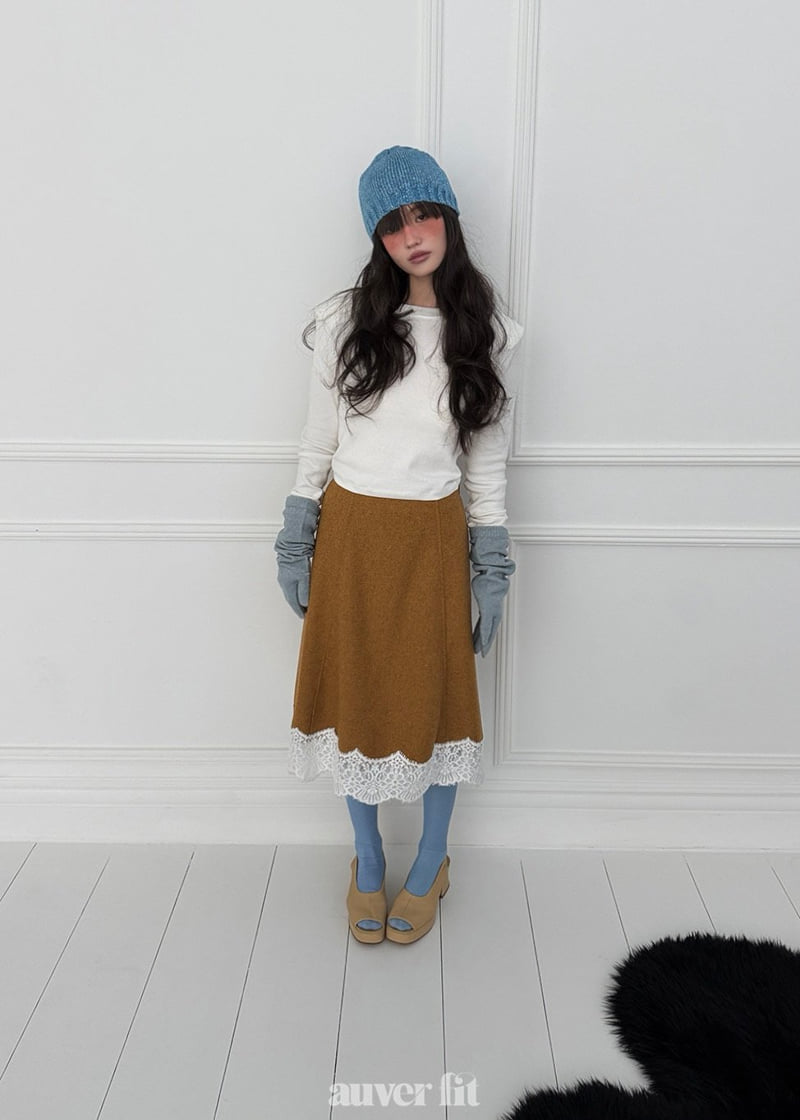 Auver_Fit - Korean Women Fashion - #momslook - Wool Lace Skirt