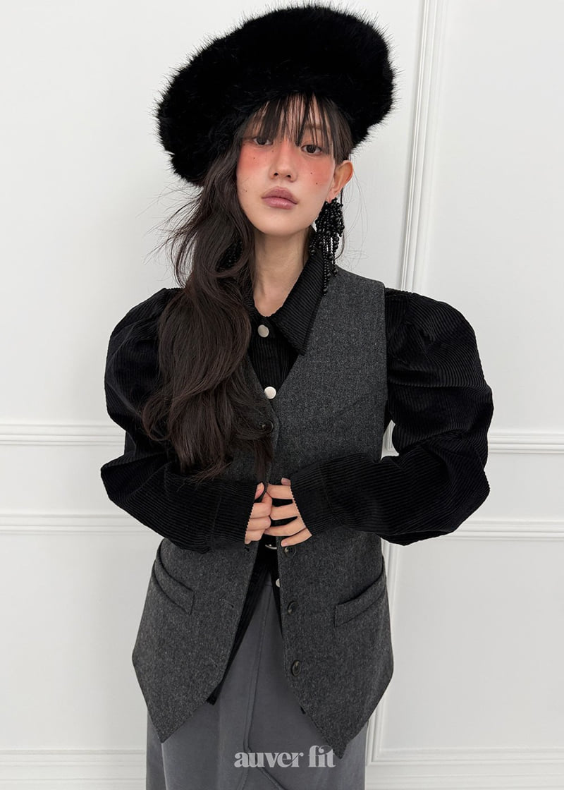 Auver_Fit - Korean Women Fashion - #momslook - Herringbone Half Vest - 11