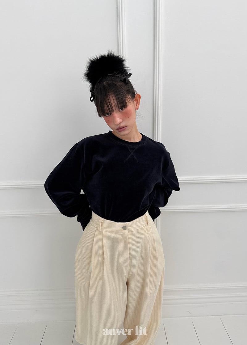 Auver_Fit - Korean Women Fashion - #momslook - Velour Long Sleeve Tee - 9