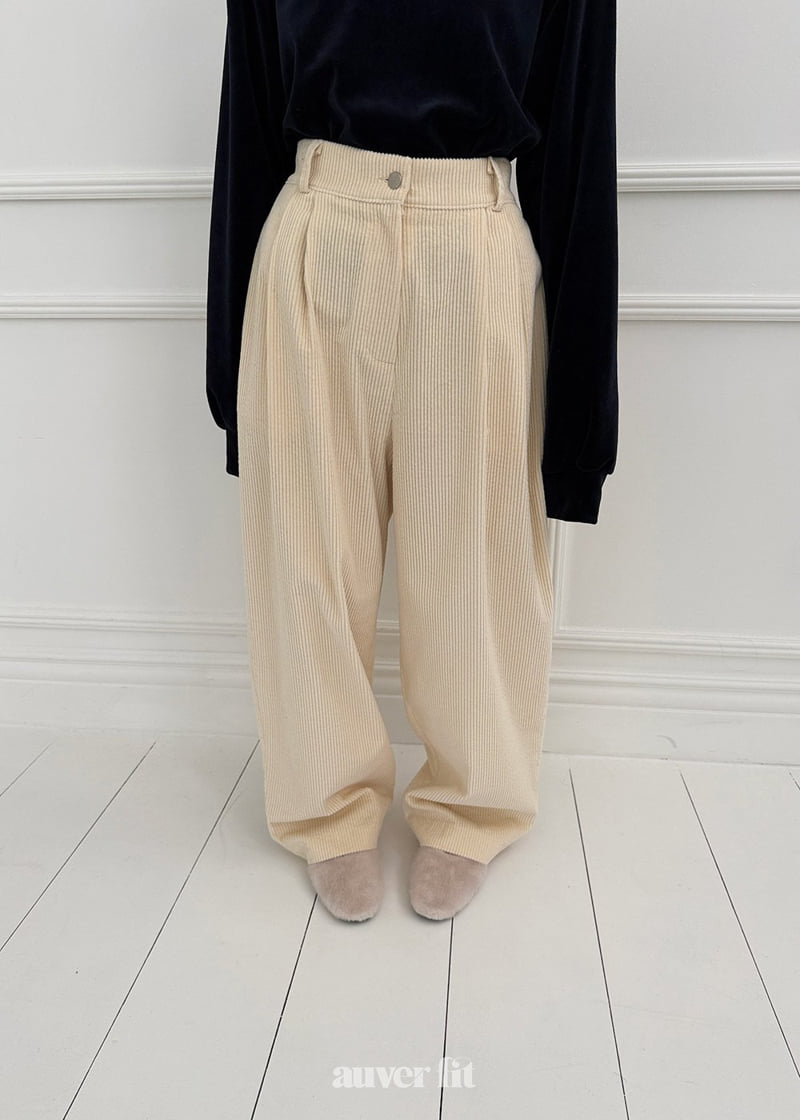 Auver_Fit - Korean Women Fashion - #momslook - Corduroy Two Pintuck Pants - 7