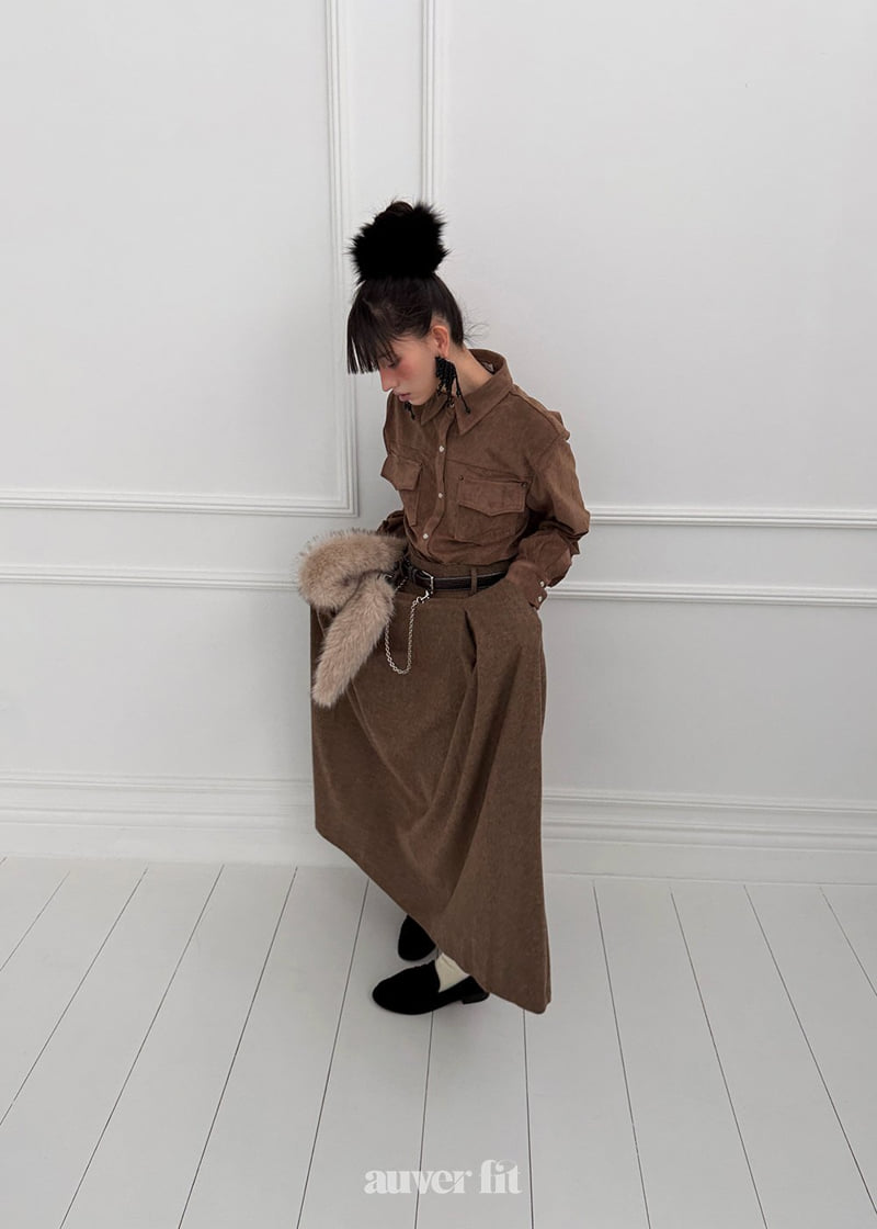 Auver_Fit - Korean Women Fashion - #momslook - Herringbone Double Pleat Skirt - 6