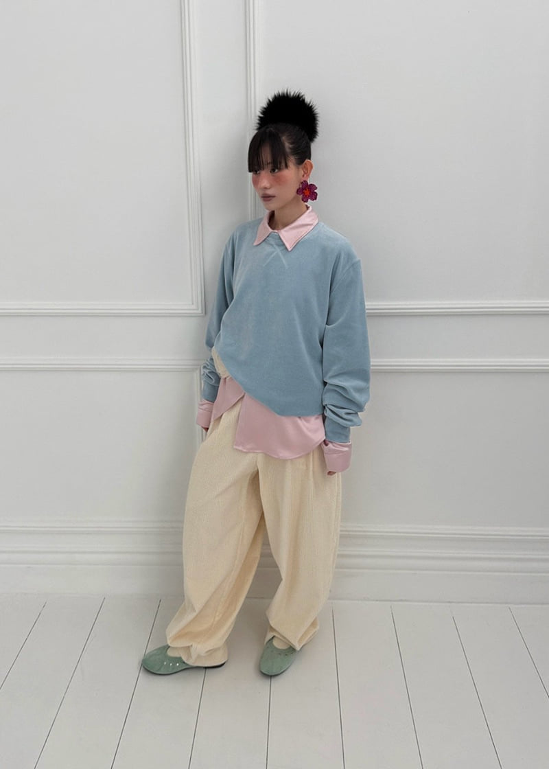 Auver_Fit - Korean Women Fashion - #pursuepretty - Velour Long Sleeve Tee