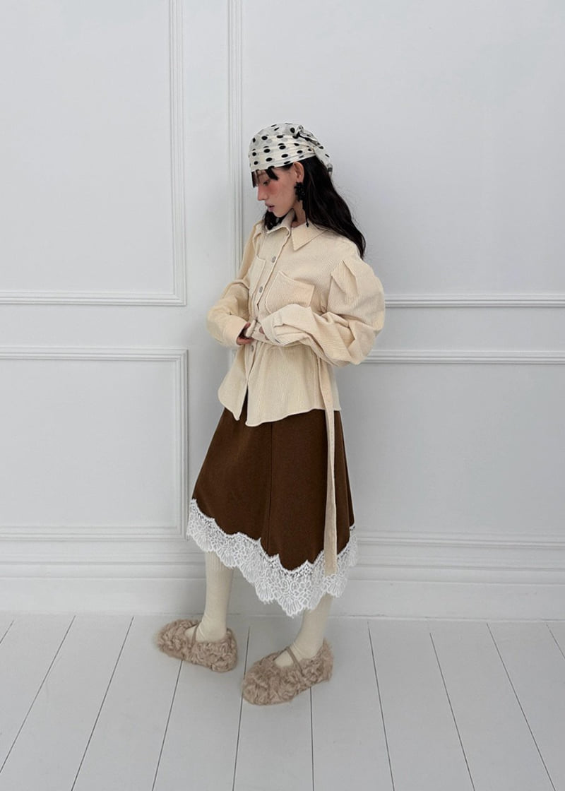 Auver_Fit - Korean Women Fashion - #romanticstyle - Wool Lace Skirt - 7