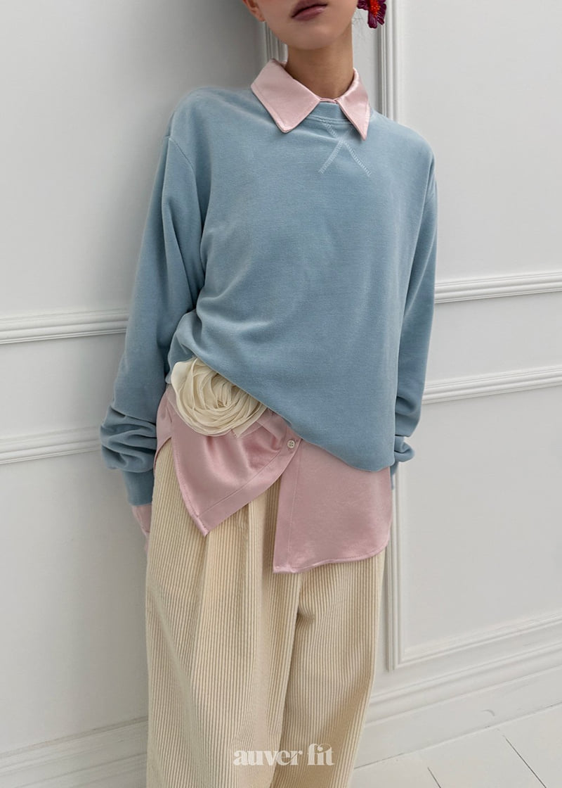 Auver_Fit - Korean Women Fashion - #romanticstyle - Velour Long Sleeve Tee - 3