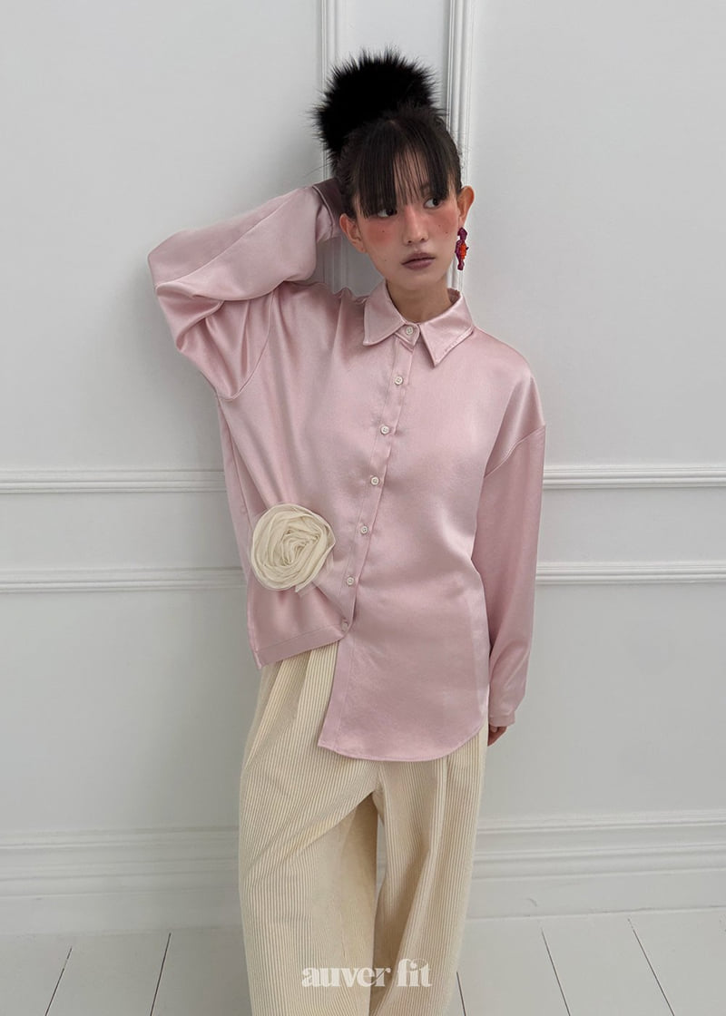 Auver_Fit - Korean Women Fashion - #romanticstyle - Satin Basic Shirt - 2