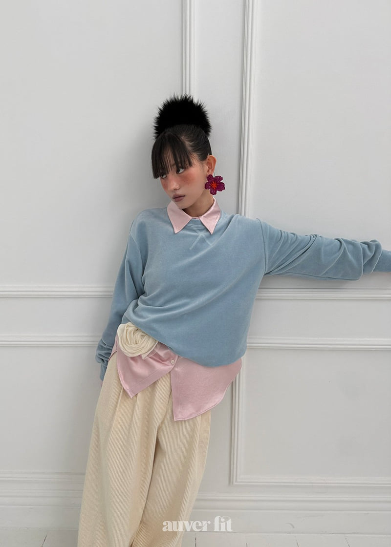 Auver_Fit - Korean Women Fashion - #thatsdarling - Velour Long Sleeve Tee - 5