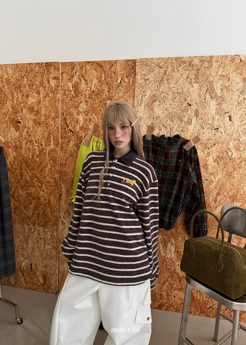 Auver_Fit - Korean Women Fashion - #thelittlethings - Horse Stripe Collar Tee