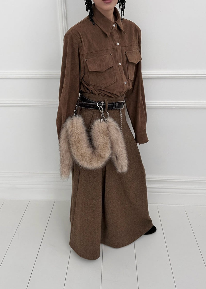 Auver_Fit - Korean Women Fashion - #thelittlethings - Herringbone Double Pleat Skirt - 3
