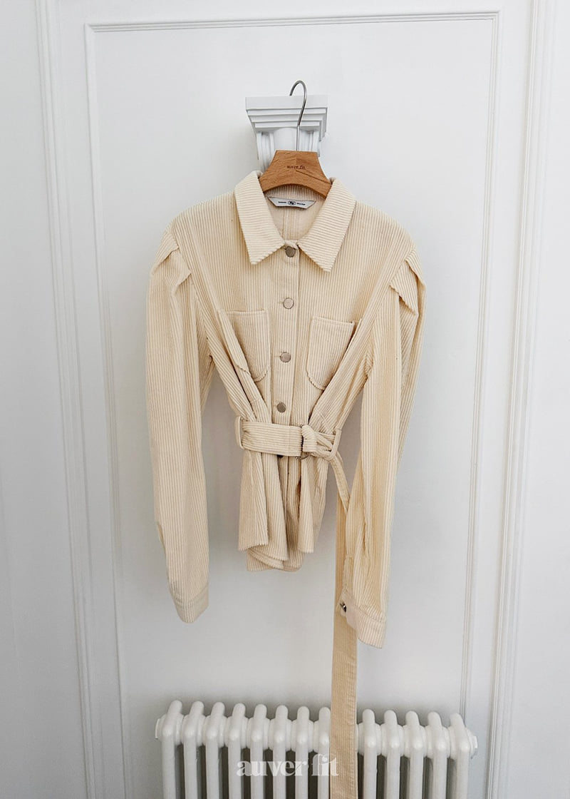 Auver_Fit - Korean Women Fashion - #momslook - Corduroy Puff Sleeve Shirt - 4