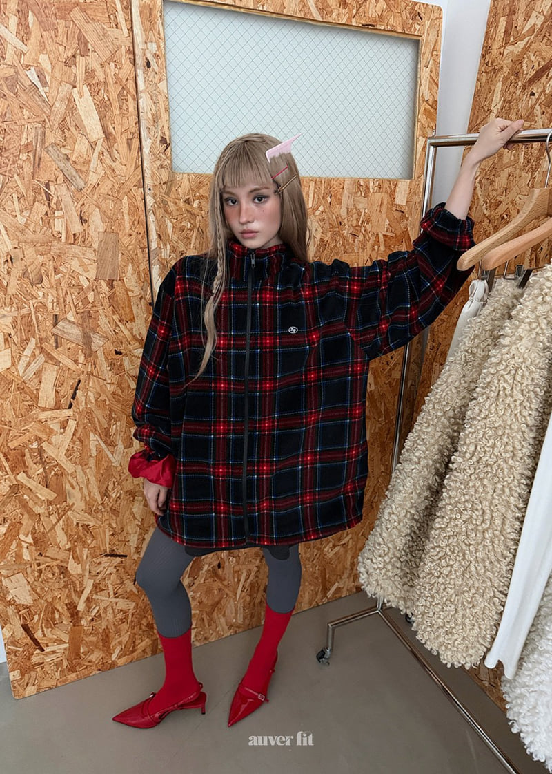 Auver_Fit - Korean Women Fashion - #momslook - Check Fleece Jumper - 4