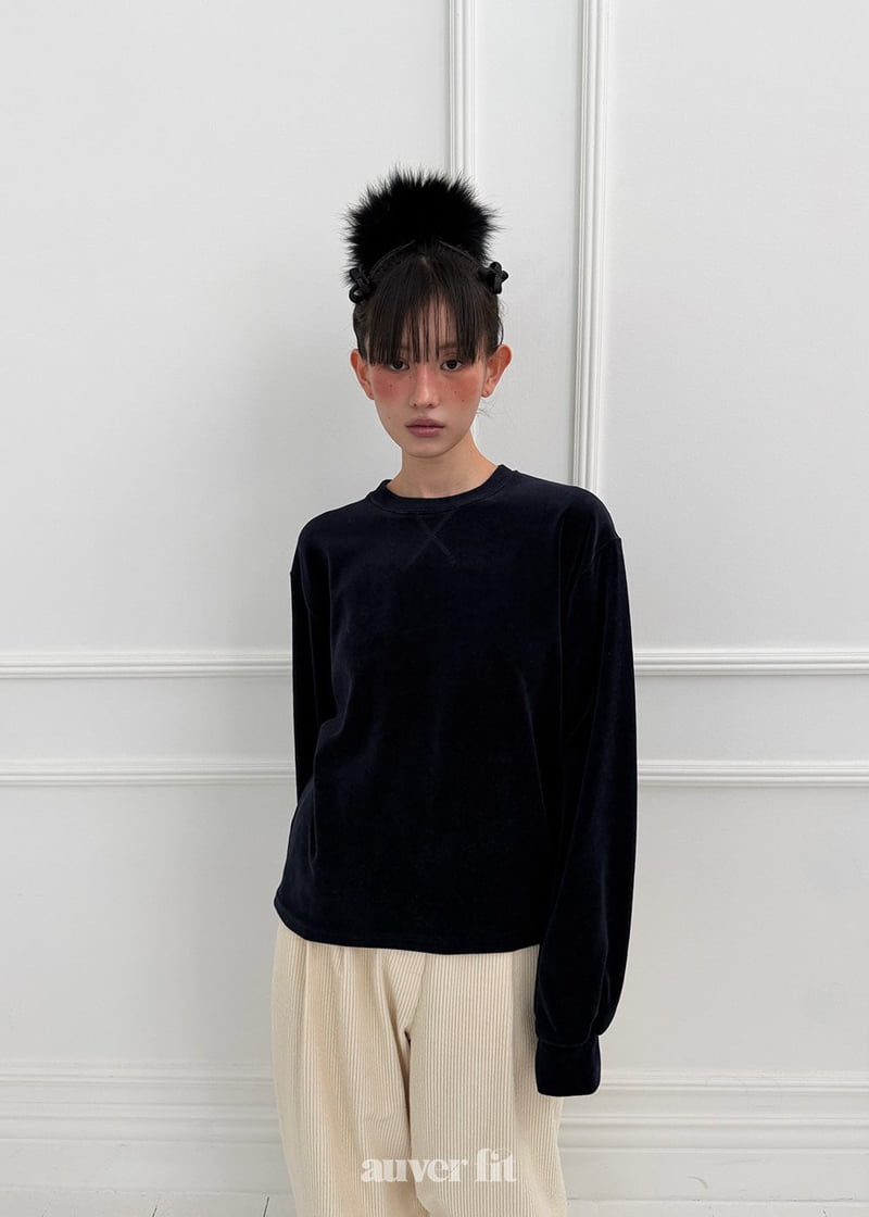 Auver_Fit - Korean Women Fashion - #womensfashion - Velour Long Sleeve Tee - 10