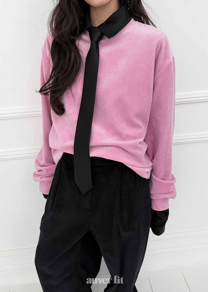 Auver_Fit - Korean Women Fashion - #womensfashion - Velour Long Sleeve Tee - 12
