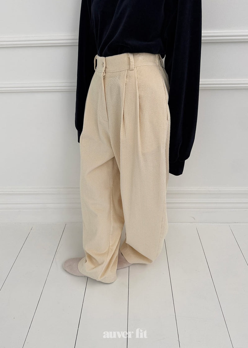 Auver_Fit - Korean Women Fashion - #womensfashion - Corduroy Two Pintuck Pants - 6