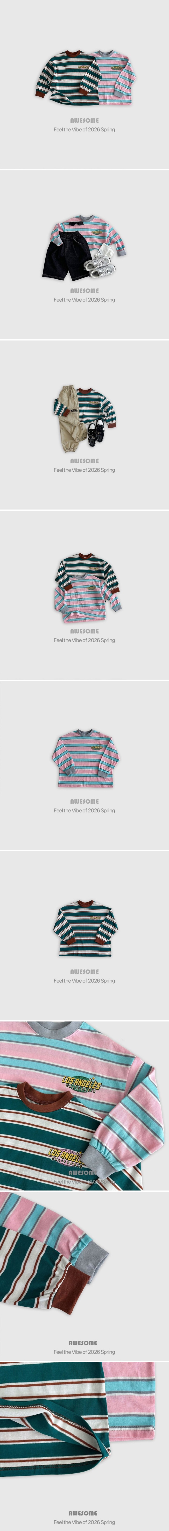 Awesome Bebe - Korean Children Fashion - #childofig - Earth Stripe Ribbed Tee