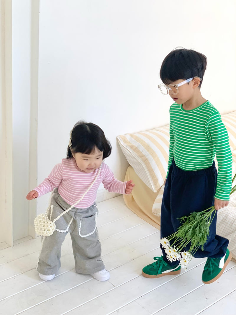 Bailey - Korean Children Fashion - #toddlerclothing - Macaron Ribbed Tee - 4