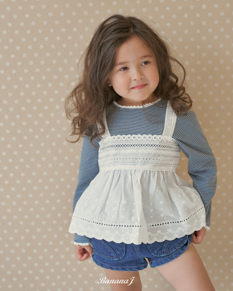 Banana J - Korean Children Fashion - #childrensboutique - Marine Lace Tee - 8