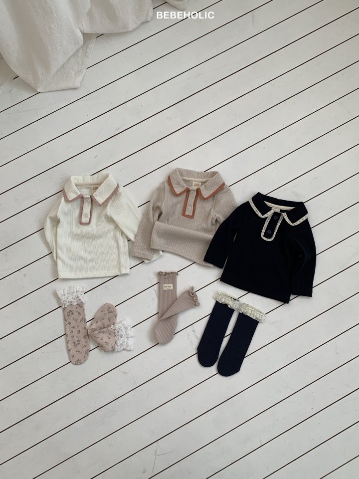 Bebe Holic - Korean Baby Fashion - #babyclothing - Peach Lace Tee