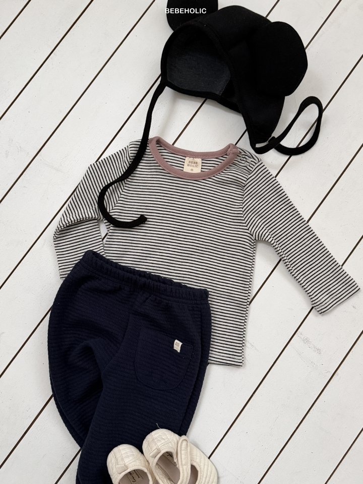 Bebe Holic - Korean Baby Fashion - #babyoutfit - Cube Stripe Tee - 6