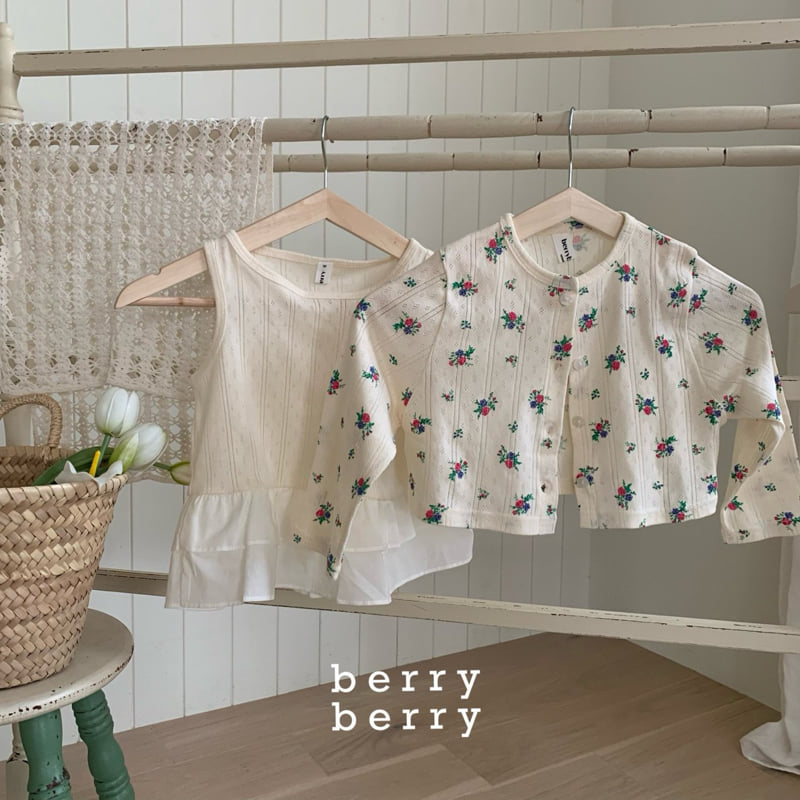 Berry Berry - Korean Children Fashion - #fashionkids - Flower Cardigan Set - 4