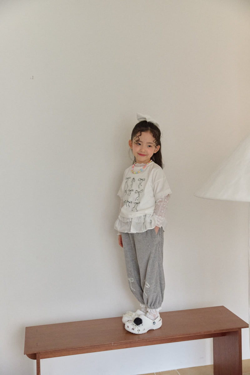 Berry Berry - Korean Children Fashion - #minifashionista - Terry Ribbon Jogger Pants - 9