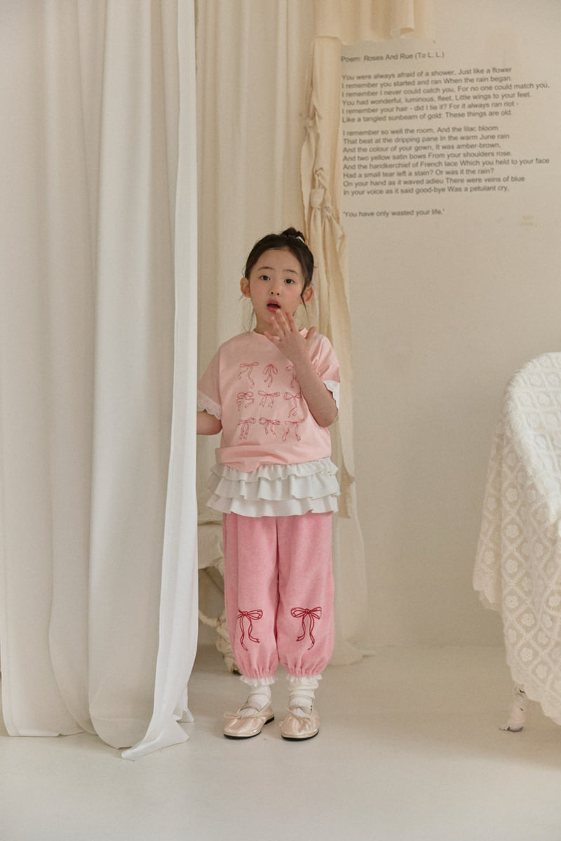 Berry Berry - Korean Children Fashion - #prettylittlegirls - Terry Ribbon Jogger Pants - 10