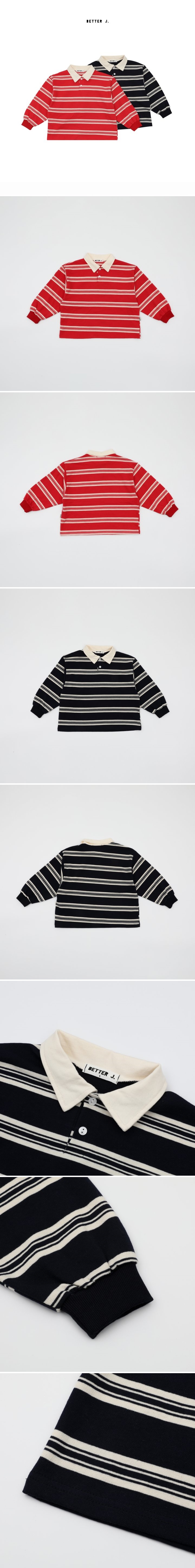 Better j - Korean Children Fashion - #discoveringself - Campus Collar Tee - 2