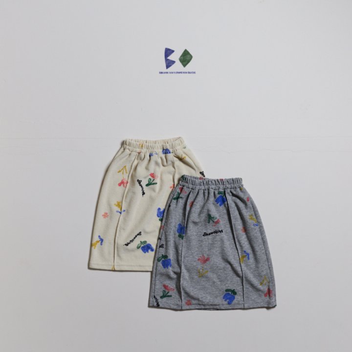 Boneoune - Korean Children Fashion - #kidsshorts - Floral Terry Skirt