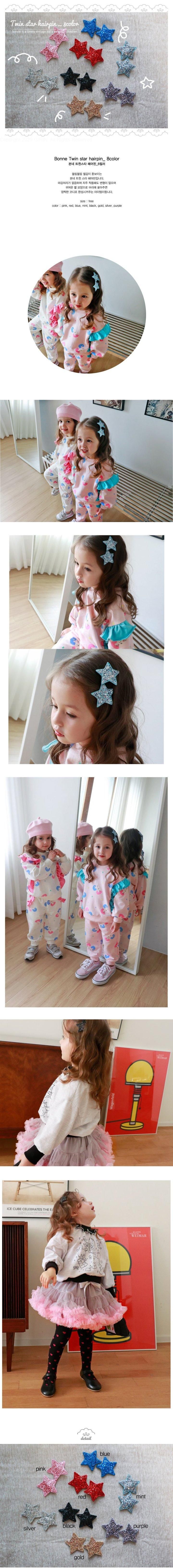 Bonne - Korean Children Fashion - #magicofchildhood - Twin Star Hair Pin Set