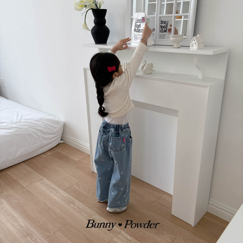 Bunny Powder - Korean Children Fashion - #Kfashion4kids - Ribbon Denim Pants - 9