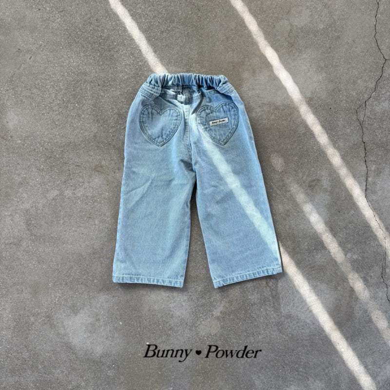 Bunny Powder - Korean Children Fashion - #childofig - Heart Denim Pants