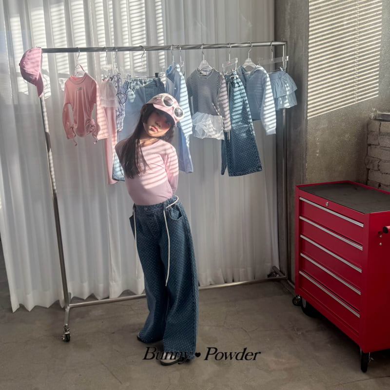 Bunny Powder - Korean Children Fashion - #childrensboutique - Dot Denim Pants - 12