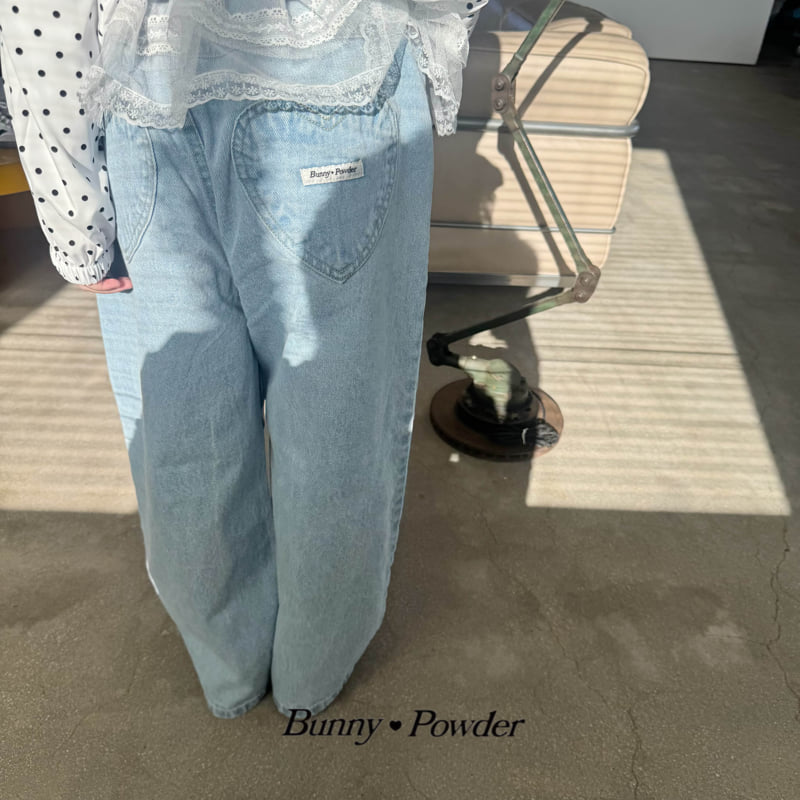 Bunny Powder - Korean Children Fashion - #discoveringself - Heart Denim Pants - 5