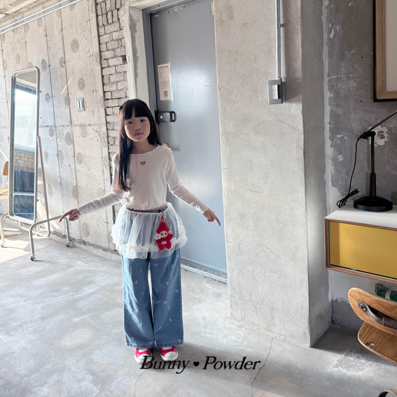 Bunny Powder - Korean Children Fashion - #fashionkids - Ribbon Denim Pants - 5
